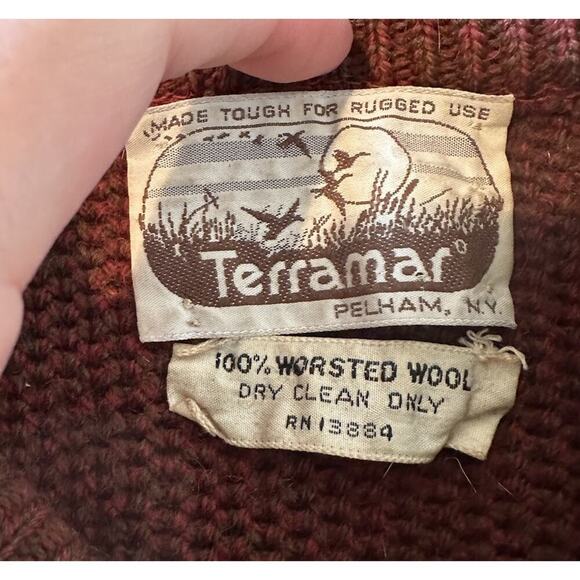 Vintage Terramar Men’s Brick Wool Sweater Size XL - Picture 4 of 10